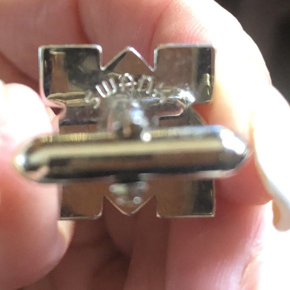 SWANK VINTAGE SILVER CUFFLINKS MINT CONDITION UNISEX ACCESSORIES GIFTS MEN LADY - Picture 4 of 5